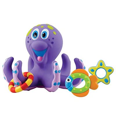 Nuby - Polvo flutuante - brinquedo de banho polvo com 3 argolas - brinquedos de banho para bebés e crianças - brinquedos aquáticos - 18 meses