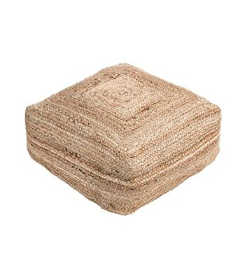 Dehner Pouf Lotta Coussin de siège env. 50 x 20 x 50 cm Jute/Coton/polystyrène Naturel
