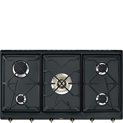 SMEG SRV896AOGH Placa de gás colonial, aço inoxidável, antracite (Brass knobs)