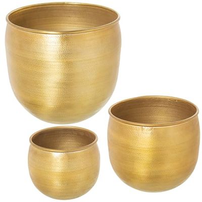 SET 3 MACETEROS ALUMINIO TALLADO DORADO_°23X18+°29X25+°35X33CM