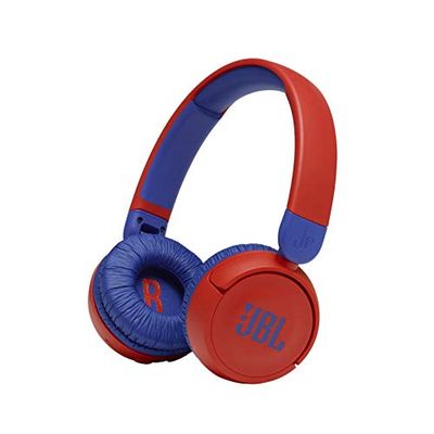 JBL JR310BT – Casque sans fil avec micro pour enfants – Léger, confortable et pliable – Avec volume limité à 85 dB – Autonomie de 30 hrs – Livré avec un jeu d’autocollants – Rouge