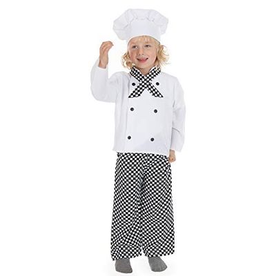 Pretend to Bee Déguisement de Chef/Boulanger Enfant, Noir et Blanc, 5-7 Ans
