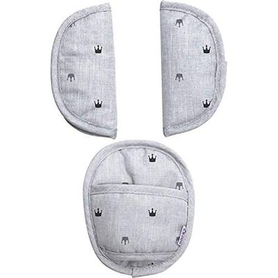 Dooky Universal Pads Light Grey Crowns Protetores de cinto de segurança para porta-bebés e cadeira de carro, verde claro