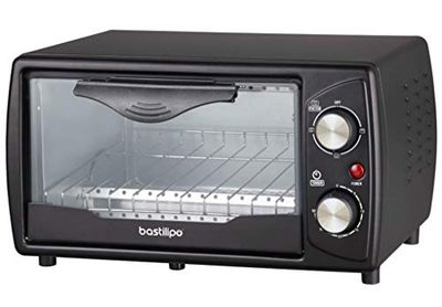 Bastilipo - Mini forno torradeira de 9 litros de capacidade, porta auto-removível, 1000 w, feito de aço, cor preta, Turin Black