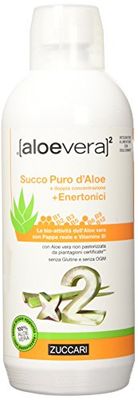 Zuccari ALOEVERA² Succo Puro d'Aloe + Enertonici, Bottiglia da 1000ml, Con Pappa Reale e Vitamine del Gruppo B da Grano Saraceno, Supporto Contro Stanchezza e Affaticamento