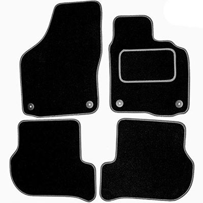 Sakura DD0826GY Tailored Car Mats, Black with Carpet Heelpad - Grey Trim