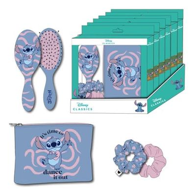 CERDÁ LIFE'S LITTLE MOMENTS -Stitch Beauty Set - Blue Colour - Complete Set - Includes Hairbrush, 2 Hair Pigtails and Case - Original Product