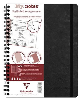 Clairefontaine 782361C - Age Bag My.Notes carnet reliure intégrale à marge détachable 16x21cm 120p détach. ligné noir