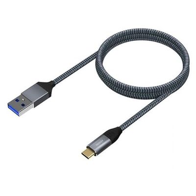 USB 3.1 Gen2 type C-kabel, 10 Gbit/s, 3 A, aluminium, grijs, 0,5 m, ideaal voor snelle overdracht en opladen van apparaten.