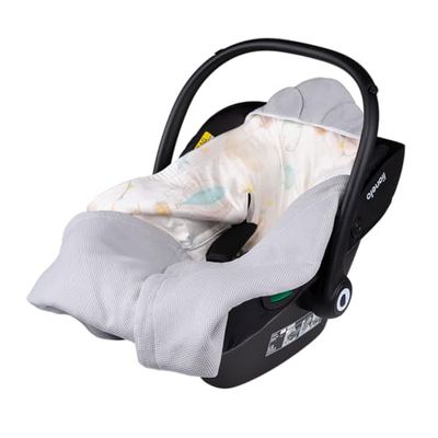 lionelo Travel Swaddle Blanket 90x90 cm for Babies Crafted for Car Seats, Strollers & Carrycots, Universal Fit for 3 & 5-Point Harnesses, 100% Cottone Bamboo, Hypoallergenic, TOG 2.5 Washable (Grey)