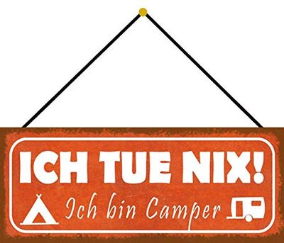 Schatzmix Tue niets bin Camper metalen bord 27x10 cm wanddecoratie sign met koord blikken bord, blik, meerkleurig