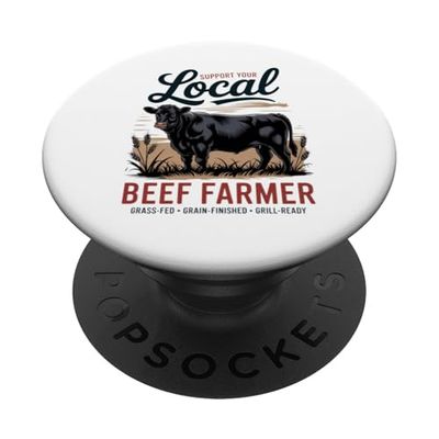 Apoya a tu granjero local de carne - Retro Beef Rancher PopSockets PopGrip Adhesivo