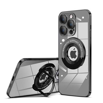QLTYPRI Custodia trasparente per iPhone 15 Pro Max, supporto ad anello invisibile, protezione completa dell'obiettivo della fotocamera, cover sottile in silicone antiurto – Ferroso