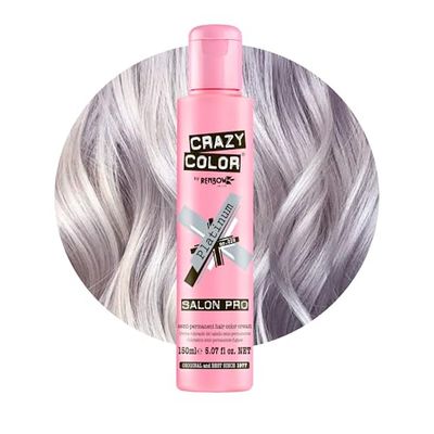 Crazy Color Platinum Semi-Permanent Hair Dye. Highly Pigmented Purple Toner Conditioning & Oil Nourishing Vegan Formula | No Bleach or Ammonia | Limited Edition 150ml Size
