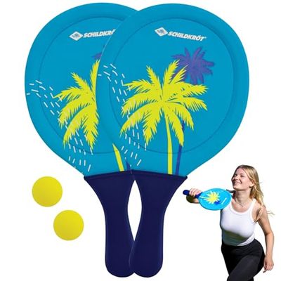 Schildkröt Zestaw neoprenowy Beachball, 2 rakiety, 2 piłki, w torbie siatkowej, wspaniały odbicie i bounce, gra na plaży i w ogrodzie dla całej rodziny, 970158, wielokolorowy