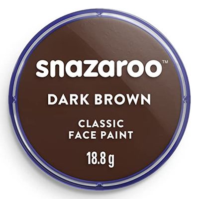 Snazaroo 1118999 Kinderschmink, huidvriendelijke hypoallergene gezichtsmake-up op waterbasis, vrij van parabenen - 18ml Pot, Dark Brown