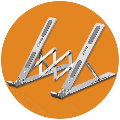 K-MART Soporte Ajustable para computadora portátil, 6 ángulos, Soporte para portátil con ventilación de Aire, Compatible con MacBook Air, Pro, DELL de 10 a 15.6 Pulgadas (Plateado Mejorado)