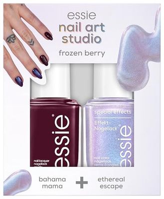Essie nail art studio Set Frozen berry (vernis à ongles 44 bahama mama, effets spéciaux, vernis à ongles 30 ethereal escape)