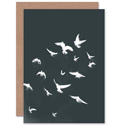 Wee Blue Coo Flock Of Birds Silhouette Black White Greetings Card Cp3224