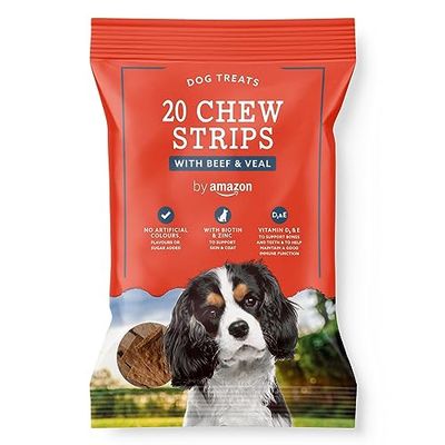 by Amazon - Snack per cane, 20 masticare strisce con manzo e vitello, 200 g