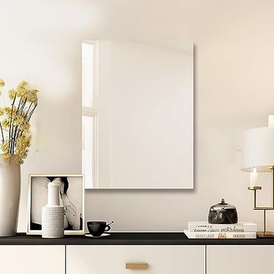 Mirrorons Frameless Wall Mirror - 18" x 24" Modern Rectangle Bathroom Mirror with Polished Edge - Shatterproof, Easy to Install, Perfect for Entryways, Bathrooms, and Gyms