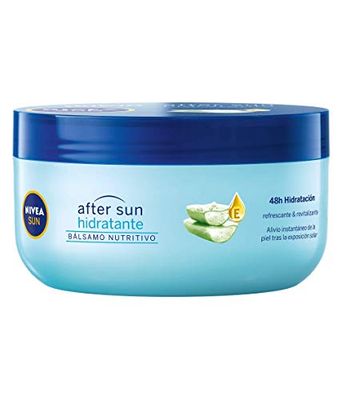 NIVEA SUN After Sun Hidratante Bálsamo Nutritivo (1 x 300 ml), crema hidratante para aliviar y revitalizar la piel, crema reparadora con aloe vera y vitamina E
