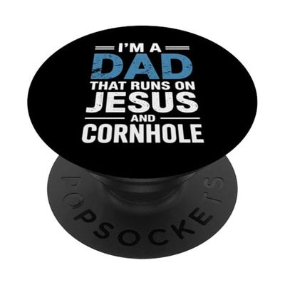 Soy un papá que corre sobre Jesús y Cornhole PopSockets PopGrip Adhesivo