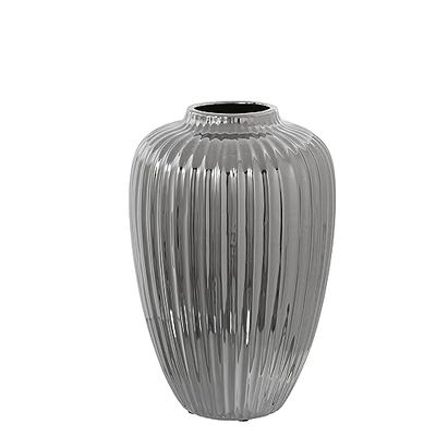DRW Jarron de sobremesa de Ceramica en Plateado 22x34cm