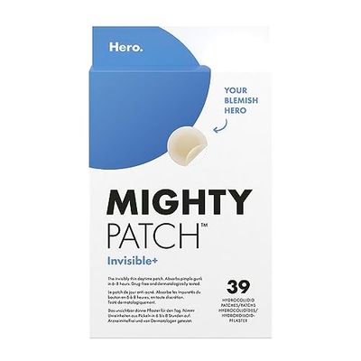 Hero – boîte de 39 Mighty Patch Invisible+ – pour jour, anti-acné – hydrocolloïdes – Absorbe les impuretés du bouton en 6 à 8 heures en toute discrétion