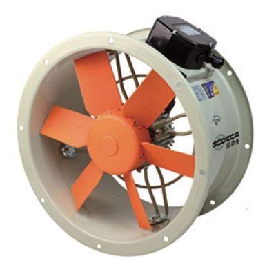 Sodeca 1016948 spiraalventilator, beige en oranje.