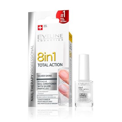 EVELINE 8 IN 1 TOTAL ACTION INTENSIVE NAIL CONDITIONER SILVER SHINE 12ml E-K018