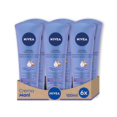 NIVEA Sammet handkräm, 6 x 100 ml, närande kräm berikad med sheasmör, doftande handkräm med mjuk och lätt formel