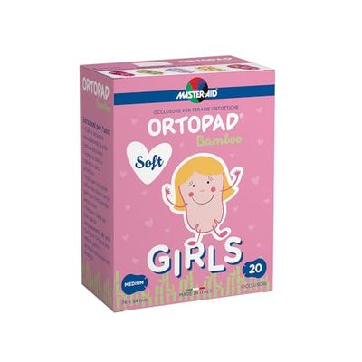 MASTER AID Ortopad Soft Girls Medium - Cerotti Colorati Oculari per Bambini - Cerotto Occlusore Occhio Bambini per il Trattamento di Occhio Pigro e Strabismo - 1 Confezione da 20 Pezzi - 7,6 x 5,4 cm