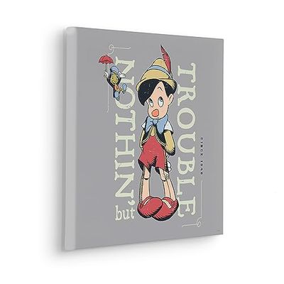 Komar stretchram i äkta träram – Hey Pinocchio – storlek 40 x 40 cm – kanvasbild Disney barnrum