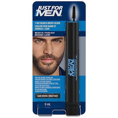 Just For Men Retouche Instantanée De Gris Barbe Et Sourcils Pour Hommes, Coloration Temporaire Pour Un Look Plus épais Et Bien Défini, Jusqu'à 30 Applications, Couleur Brun Foncé