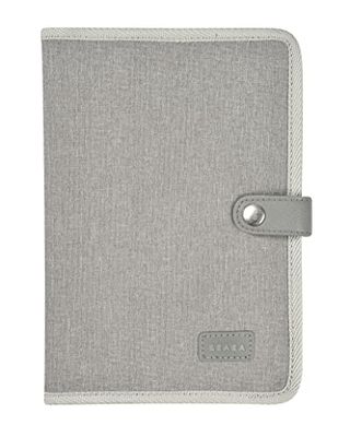 BÉABA, Protège Carnet de Santé, Genève, 2 Poches Intéreieures, Bouton Pression, Tissu Imperméable, Gris chiné