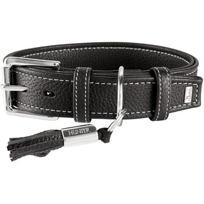 HUNTER CANNES - Collare per cani, in pelle nappa, morbido, elegante, 65 l, colore: Nero