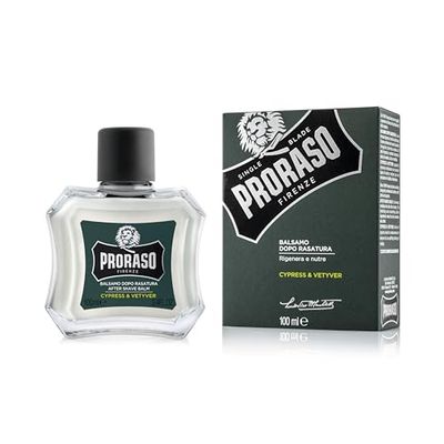 Proraso Balsamo Barba Dopo Rasatura Cypress & Vetyver, 100ml, Balsamo dopobarba uomo profumato per maggiore morbidezza e pettinabilità, Made in Italy