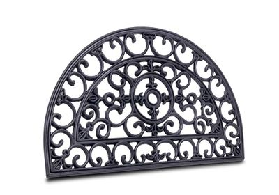 Hanse Home Felpudo de Goma 45 x 75 cm, Antideslizante y Resistente a la Intemperie, para Exteriores, Aspecto de Hierro Fundido, para Interior y Exterior, Felpudo semicircular para Pasillo, terraza,