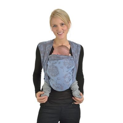 Hoppediz Écharpe Porte-bébé en Jacquard Chicago, Bleu-fumée, 5,40 m