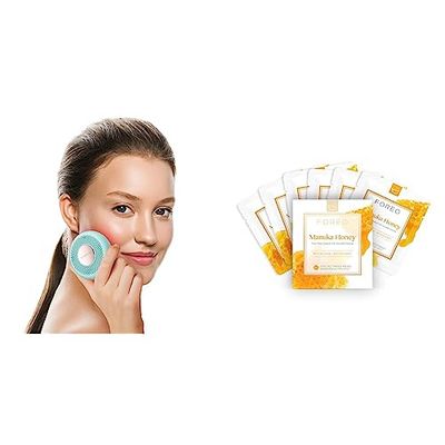 Foreo Ufo Mini, Trattamento Maschera Led Viso, Trattamento Viso con Led Rosso, Skincare Coreana, Mint & Manuka Honey, maschera viso UFO per pelle stanca e spenta, confezione da 3