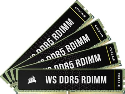 CORSAIR WS DDR5 ECC RDIMM 64Go (4x16Go) 5600MHz CL40 AMD Expo Intel XMP 3.0 Mémoire du Stations de Travail - Noir (CMA64GX5M4B5600Z40)