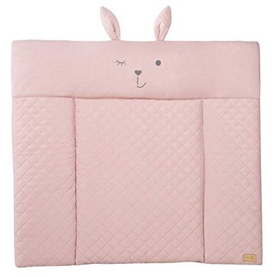 roba Colchon Cambiador Impermeable roba Style - 85 x 75 cm - Bordes Elevados - para Mesa de Cambio - Sin Ftalatos - Fácil de Limpiar - Rosa / Cara de Conejo