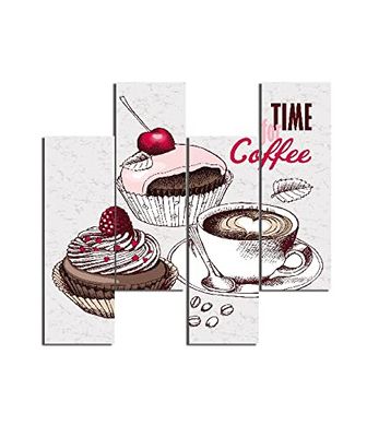 Homemania Tableau Cupcake - 4 Pièces - Cuisine - du Salon, de la Chambre à Coucher - Multicouleur en MDF, 76 X 0,3 X 50cm - HM204PMDF162