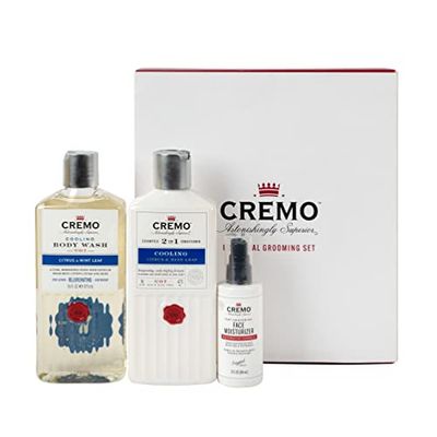 CREMO - Set regalo per la toelettatura da uomo | Gel doccia | Shampoo e balsamo 2 in 1 | Idratante viso