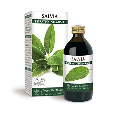 SALVIA Estratto Integrale Liquido Analcoolico - per la Salute digestiva, con Glicerina vegetale bidistillata, acqua pura, salvia (Salvia officinalis) foglie, 200 ml