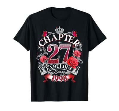 Womens Chapter 27 Fabulous Since 1998 27th Birthday Queen Maglietta