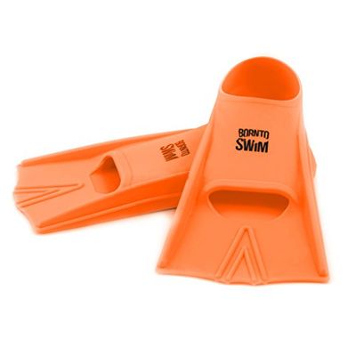 Boron NTO Silicone Swim Swimming Short Sports Flippers, Unisex, Schwimmflossen, Orange, Large