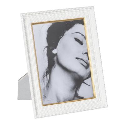 BigBuy Home Marco de Fotos Blanco Dorado Poliresina 20,5 x 2,3 x 25,5 cm