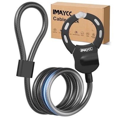 IMAYCC E-scooterslot met sleutel, 14 mm dik kabelslot voor fiets, hoge veiligheid, 100 cm anti-diefstalslot voor e-scooter, e-scooterslot, ideaal voor scooter, fiets, kinderwagen